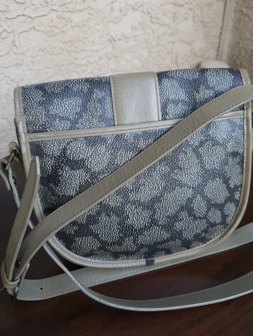 Yves Saint Laurent Flap Giraffe Prnt Coated Canvas/Tan Leather YSL Crossbody Bag - Picture 5 of 11